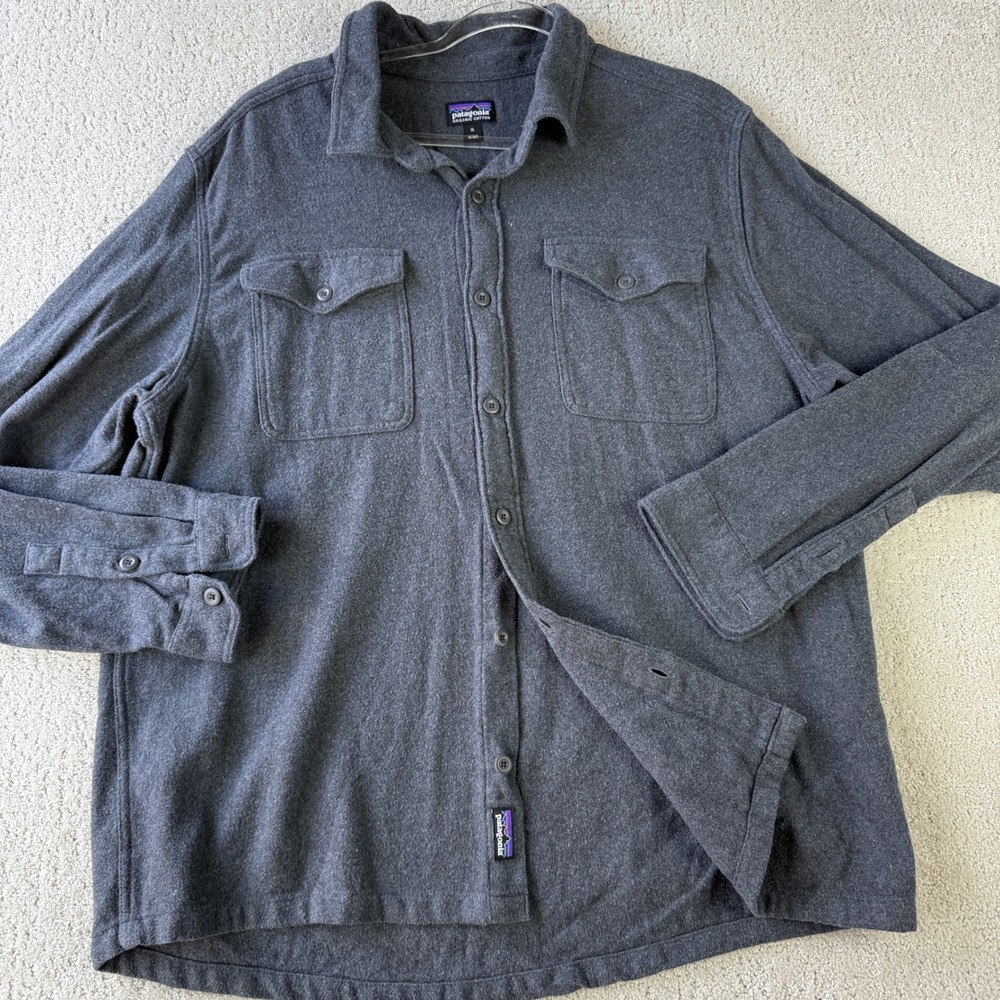 Patagonia Fjord Flannel Organic Cotton Shirt Mens XL Forge Grey Button 2024